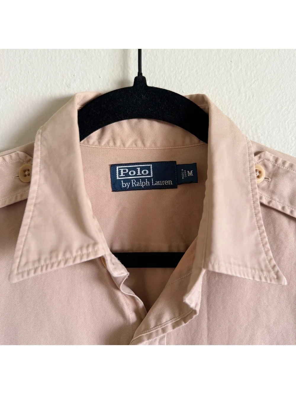 Vintage Y2K Polo Ralph Lauren Safari Utility Military Shirt Tan Cotton M